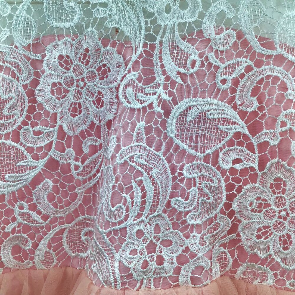 Pink Party Dress for a Princess! White Lace Tulle Ballgown Easter Flower Girl - Picture 10 of 15